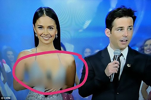 Hoa hậu thế giới bị che mờ phần ngực trên truyền hình